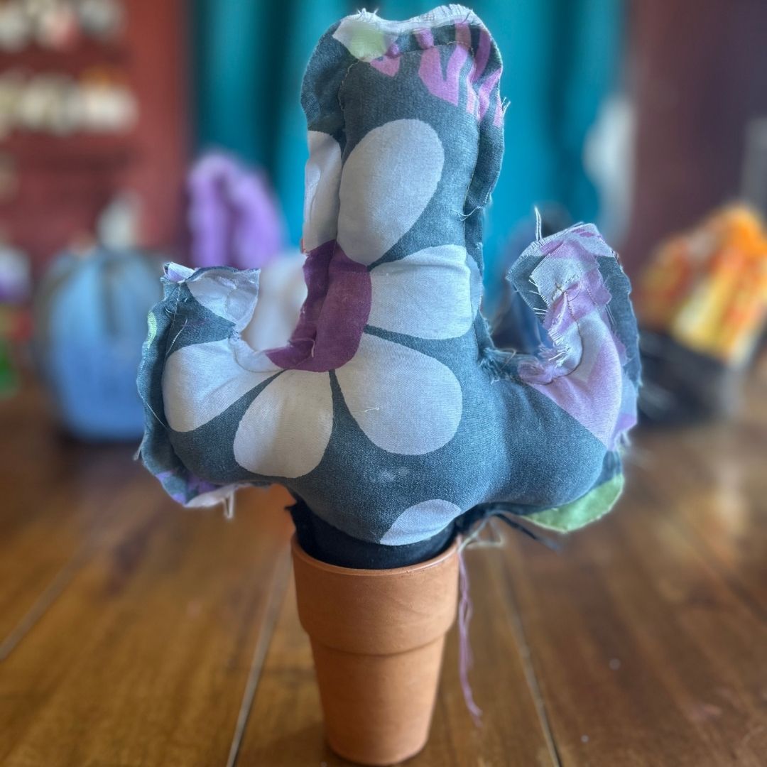Handmade Fabric Cactus in Mini Clay Pot | Funky Boho Home Decor | One-of-a-Kind