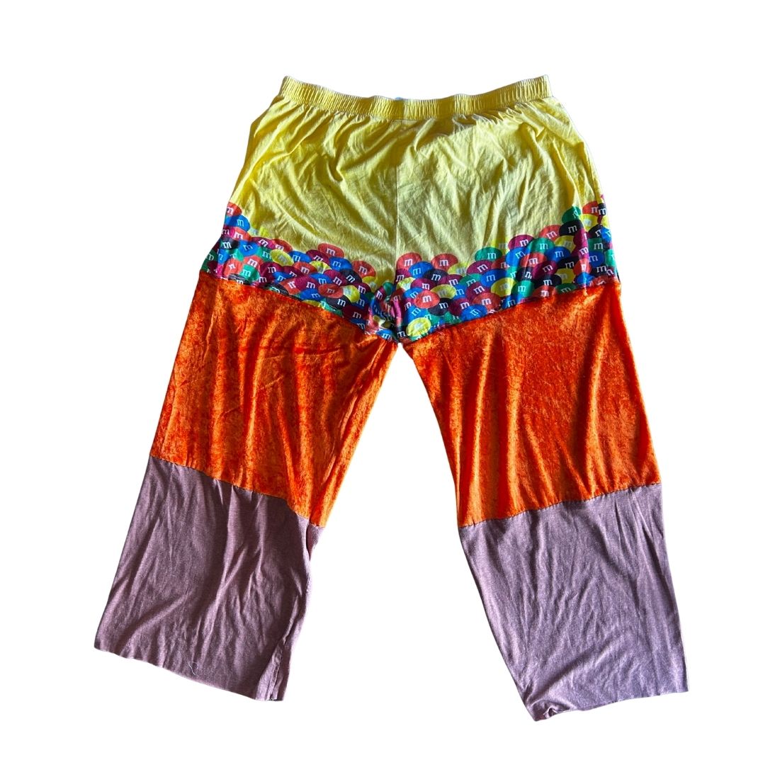 M&M’s Patchwork Pants – Reworked from PJ Bottoms | One-of-a-Kind | Handmade in Arizona