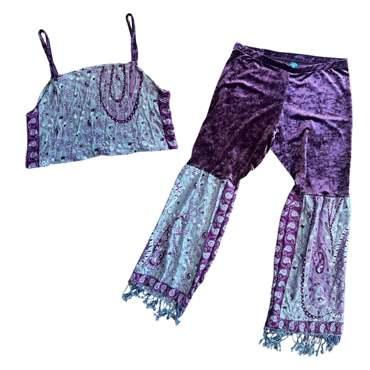 Handmade Boho Set | Upcycled Leggings + Pashmina