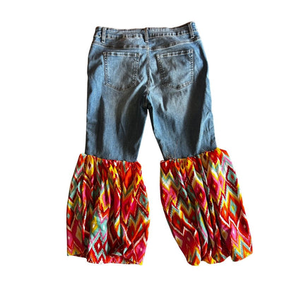 Upcycled Bell Bottom Jeans – Boho Ruffle Flare | Handmade in Arizona | One-of-a-Kind