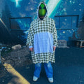 Green Flannel Oversized Hoodie – Handmade & Upcycled
