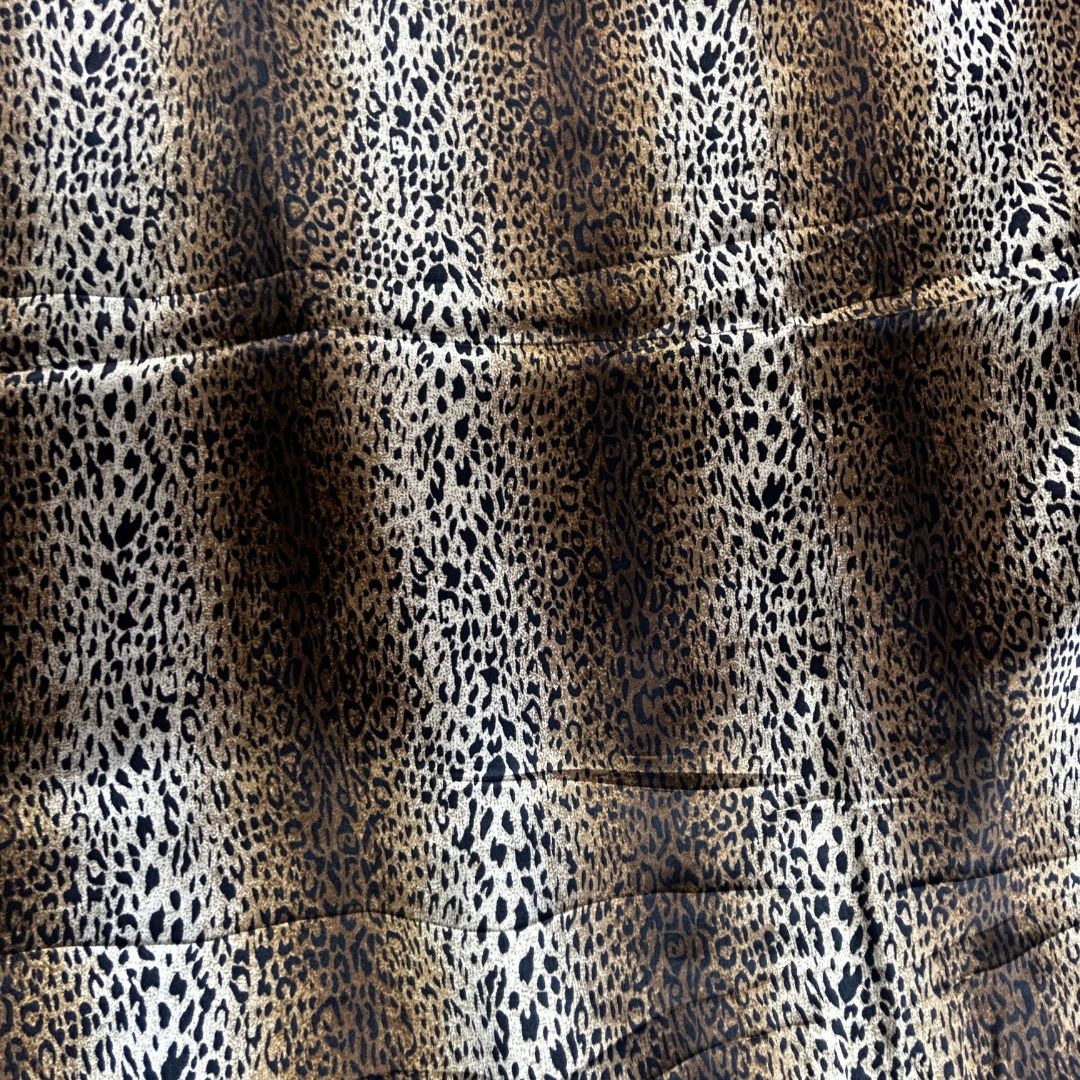 Handmade Silk Cheetah Slip Dress with Black Lace Trim