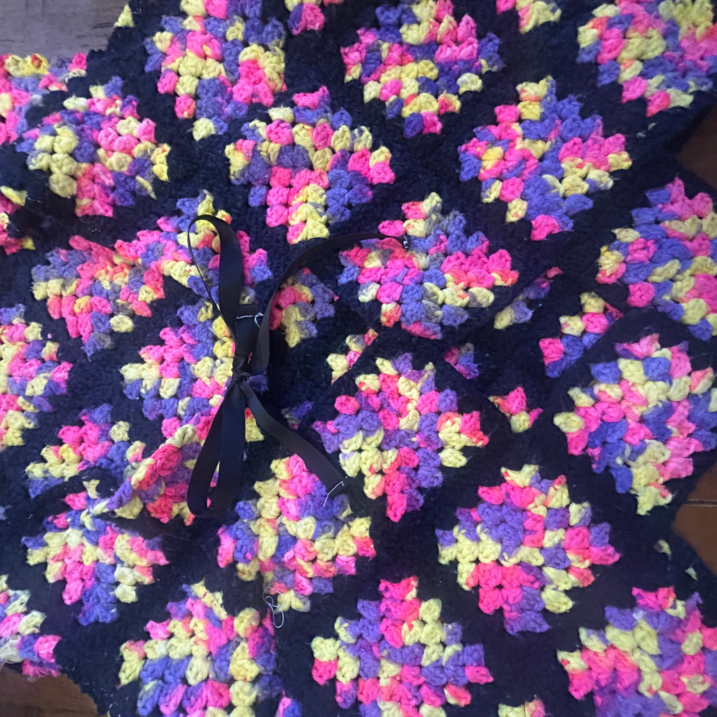 Neon Bloom Crochet Vest – One of a Kind Upcycled Statement Piece