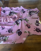 Midnight Rose Lace Duster showcasing colorful floral patterns and lace detailing on a unique women's clothing top.