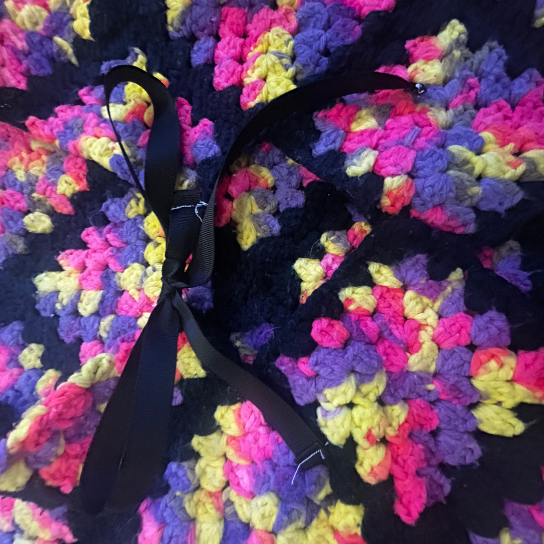 Neon Bloom Crochet Vest – One of a Kind Upcycled Statement Piece