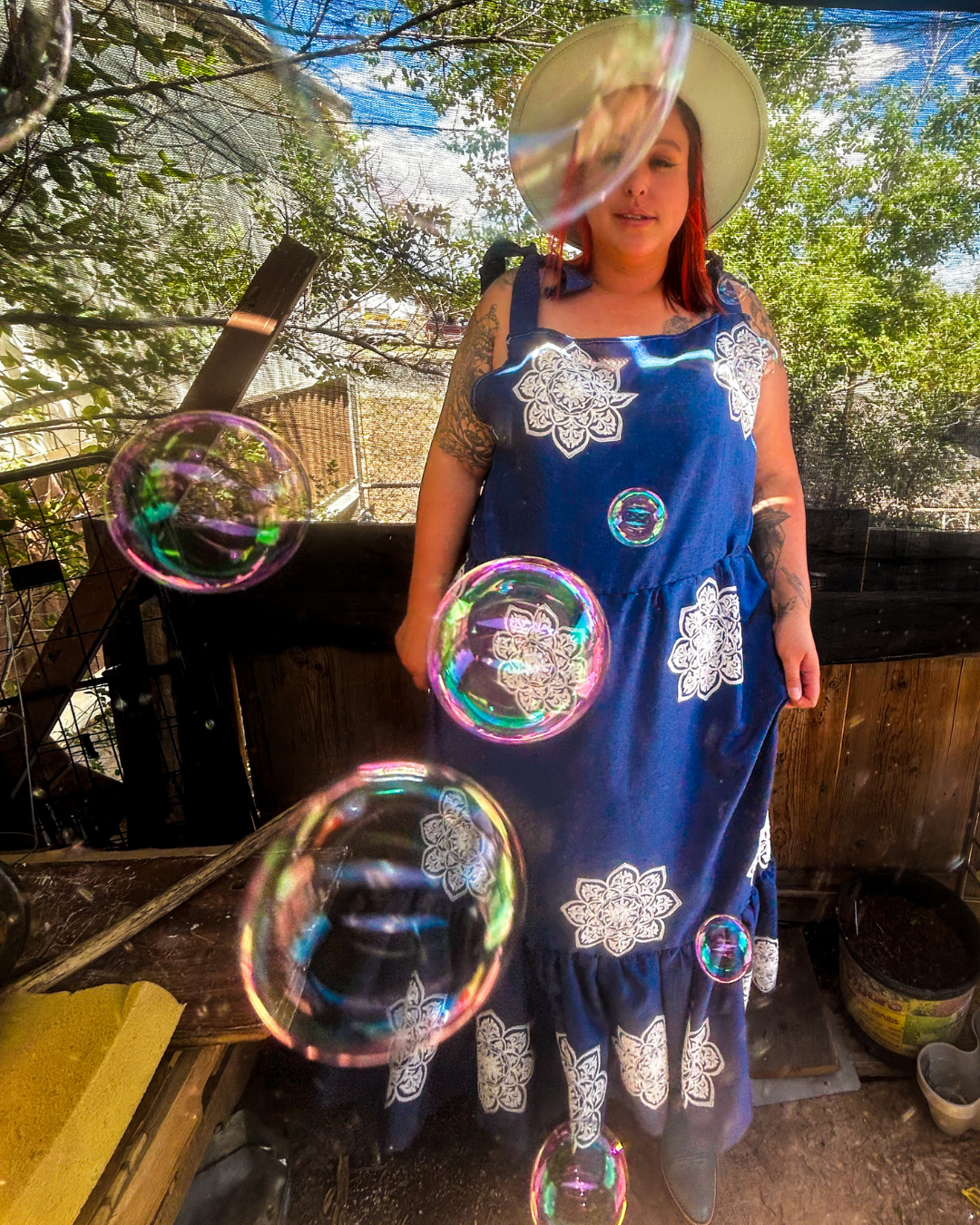 Reworked Curtain Dress – Funky Cottagecore Maxi | One-of-a-Kind | Handmade in Arizona ♻️ Sustainably Reworked – Only One Available