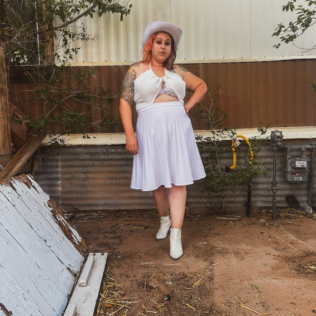 Reworked White Cowgirl Dress – Upcycled Western Tank Top + Skater Skirt | One-of-a-Kind | Handmade in Arizona 🤠 Howdy Meets Hot Girl – Only 1 Available