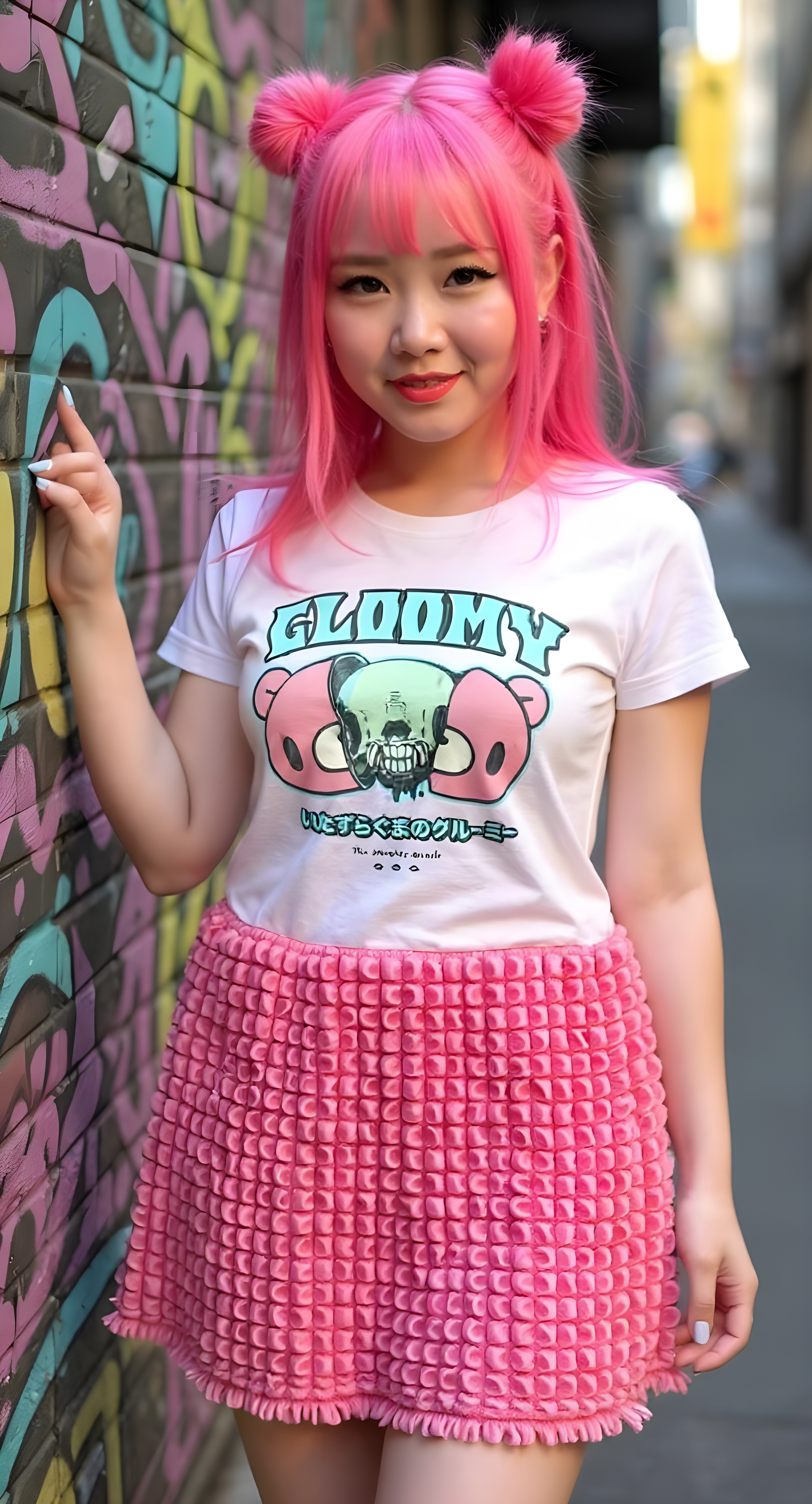 🛒 Reworked Gloomy Bear Dress – Upcycled Tee + Textured Pants Skirt | One-of-a-Kind | Handmade in Arizona