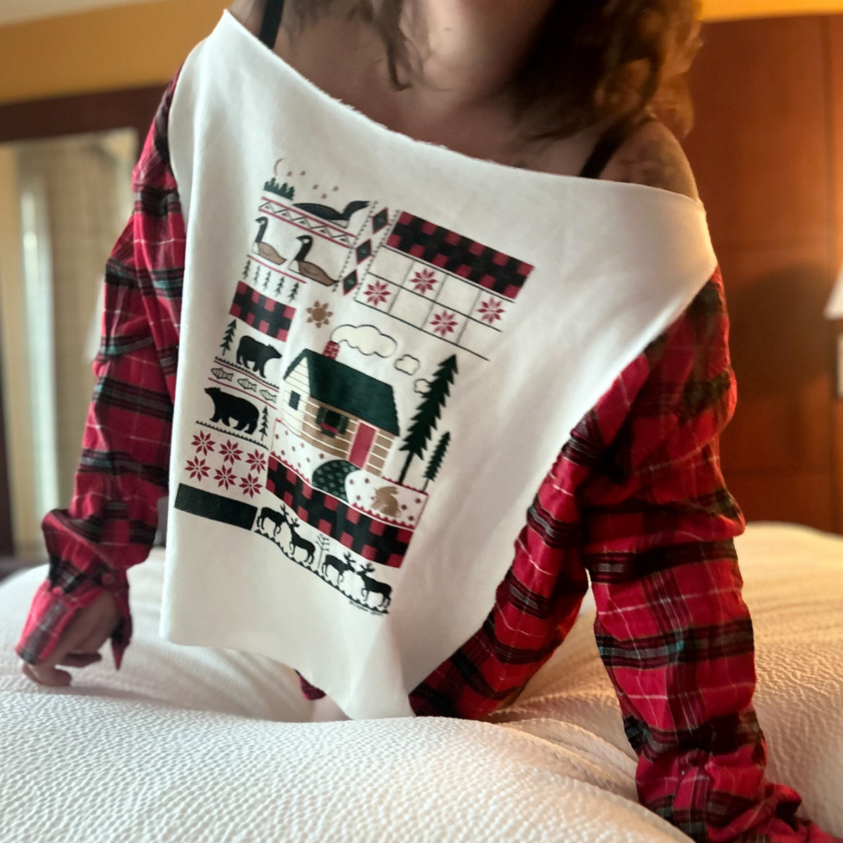 Cozy Cabin Flannel Crop – One of a Kind Upcycled Statement Piece