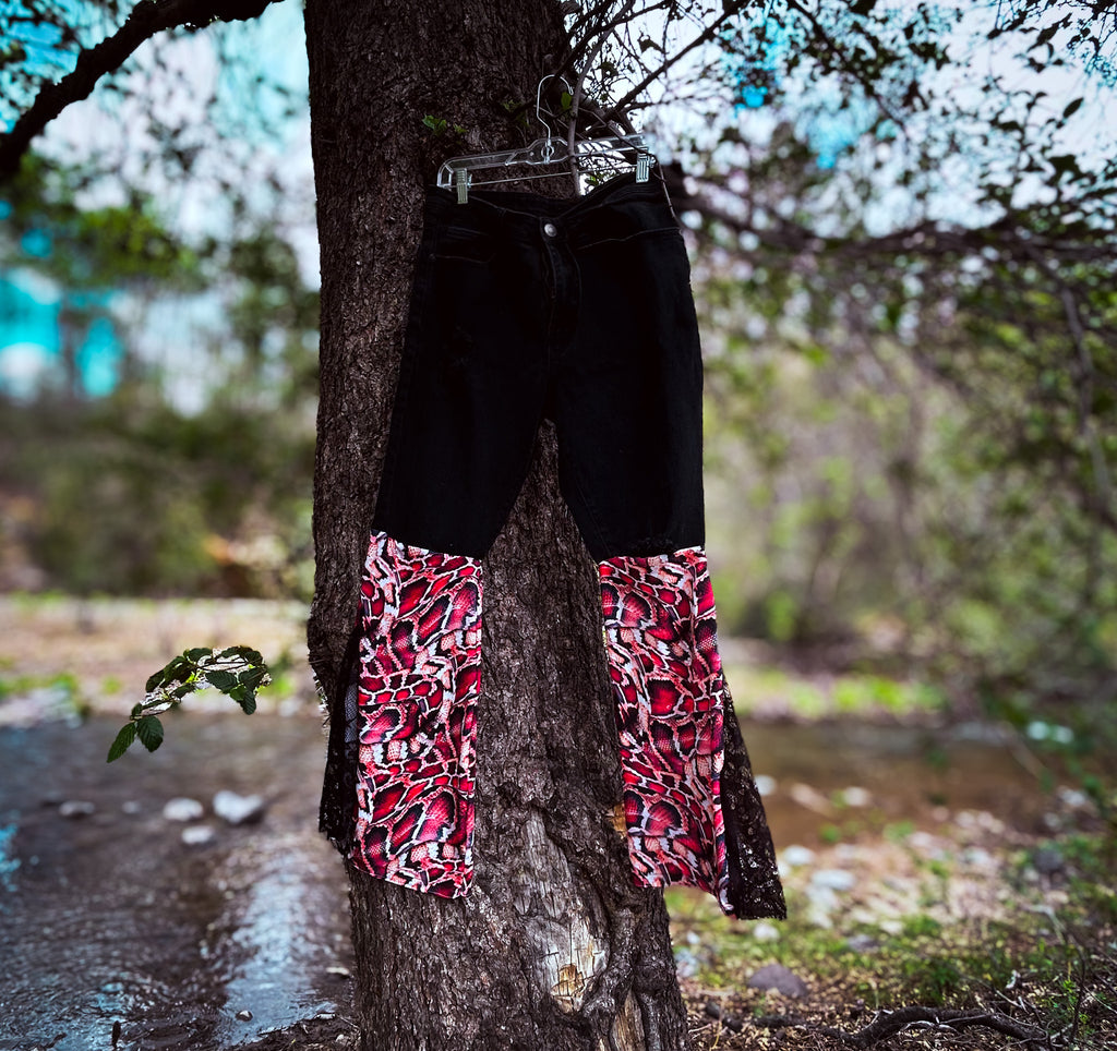 Venom Flare Remix Pants – One of a Kind Upcycled Statement Piece