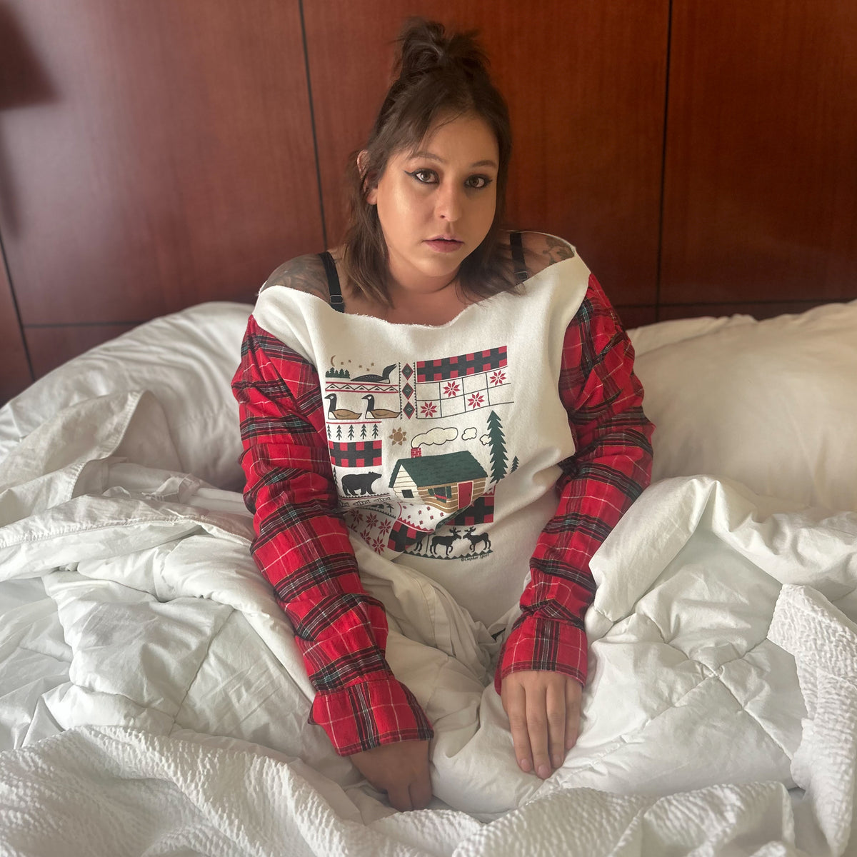 Cozy Cabin Flannel Crop – One of a Kind Upcycled Statement Piece
