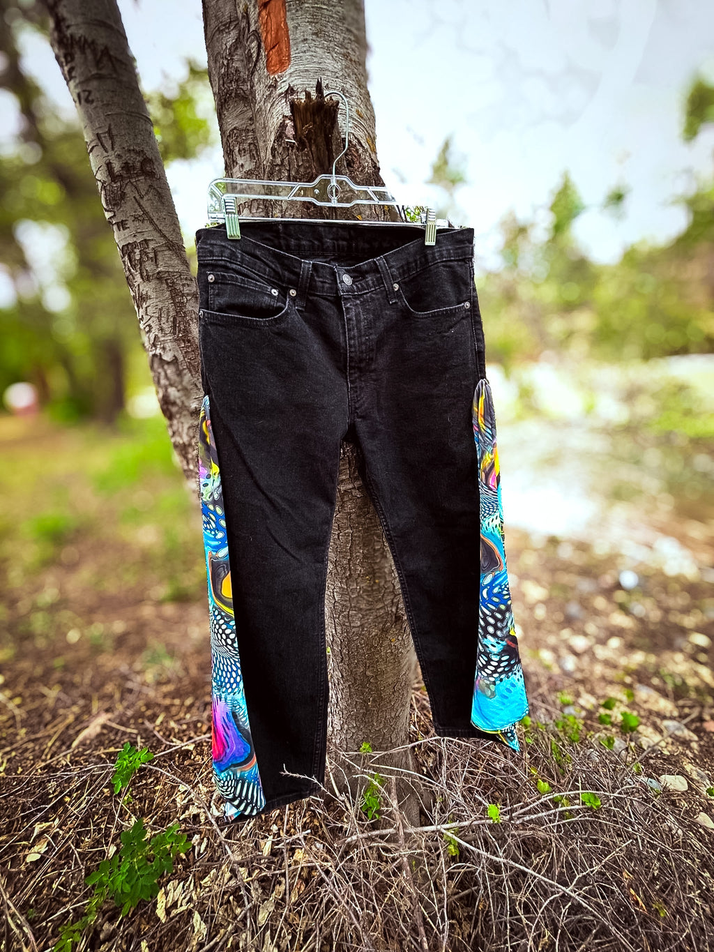 Cosmic Splash Flare Pants – One of a Kind Upcycled Statement Piece