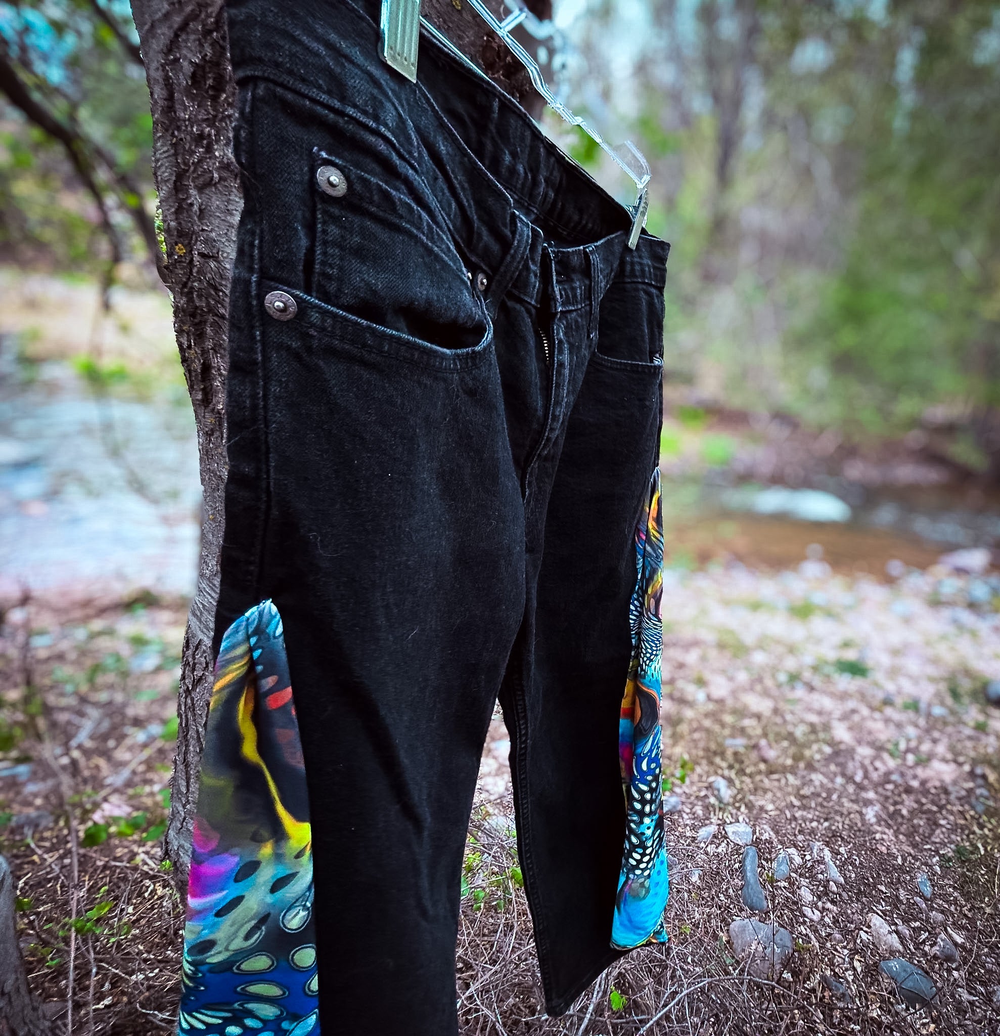 Cosmic Splash Flare Pants – One of a Kind Upcycled Statement Piece