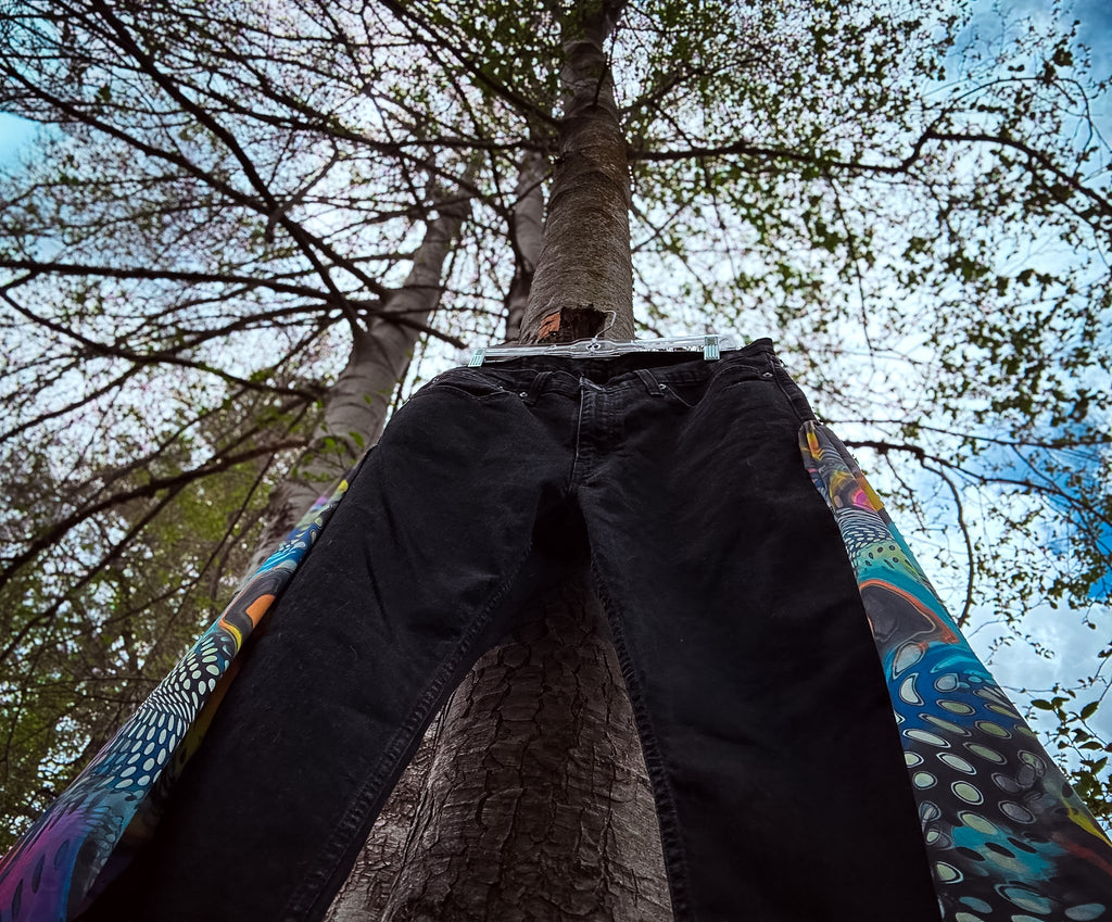 Cosmic Splash Flare Pants – One of a Kind Upcycled Statement Piece