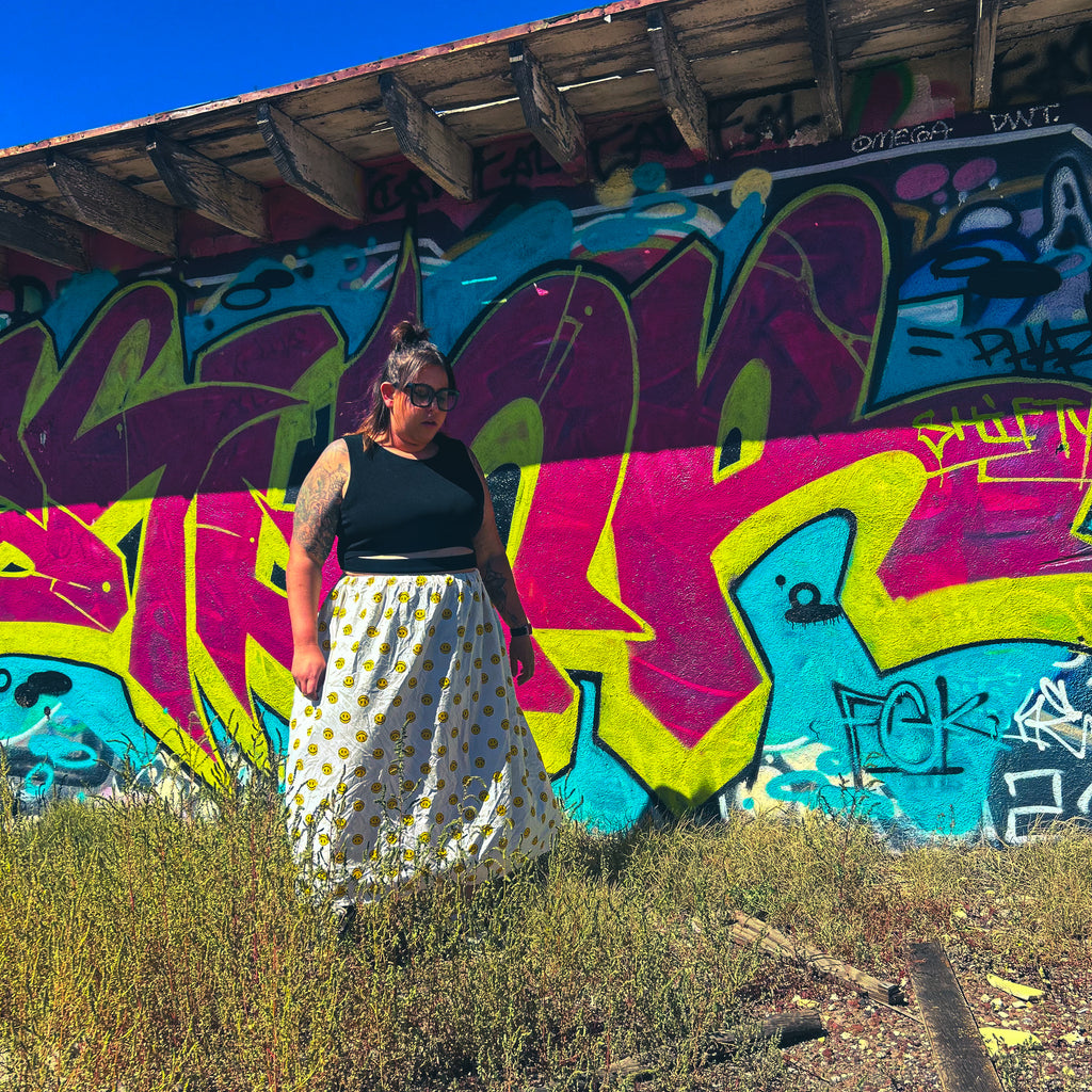 Happy Daze Upcycled Bedsheet Skirt