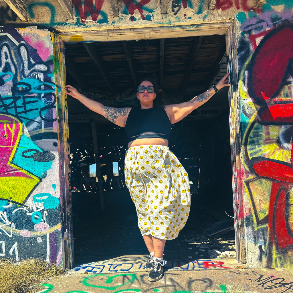 Happy Daze Upcycled Bedsheet Skirt