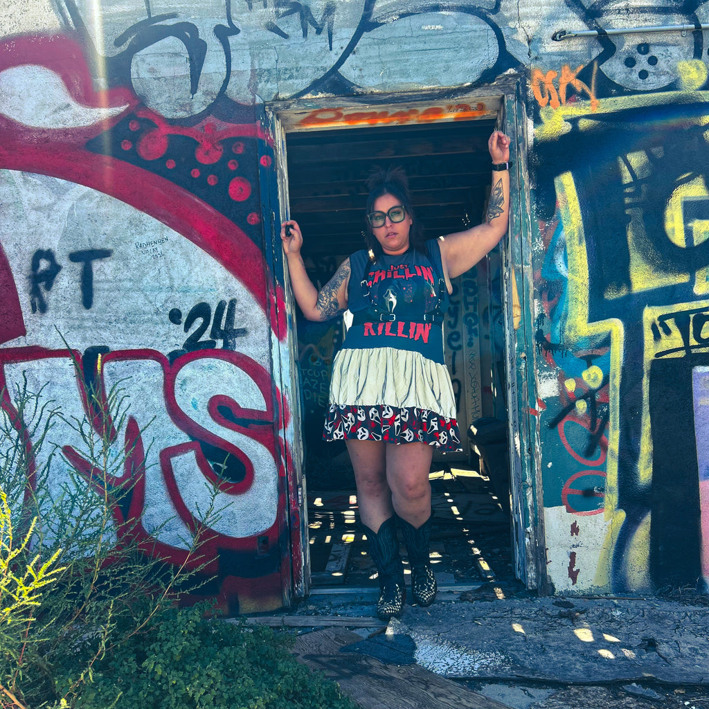 Just Chillin’ Killin’ Upcycled T-Shirt Dress