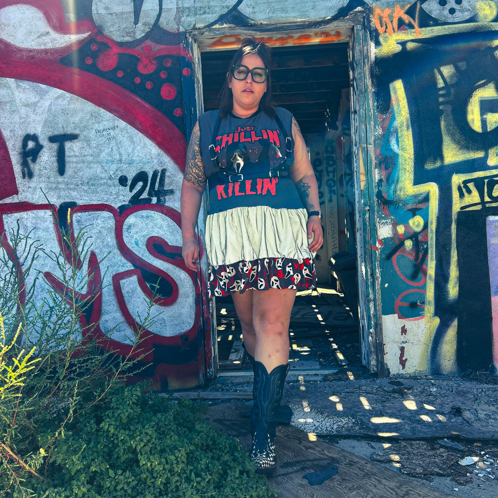 Just Chillin’ Killin’ Upcycled T-Shirt Dress