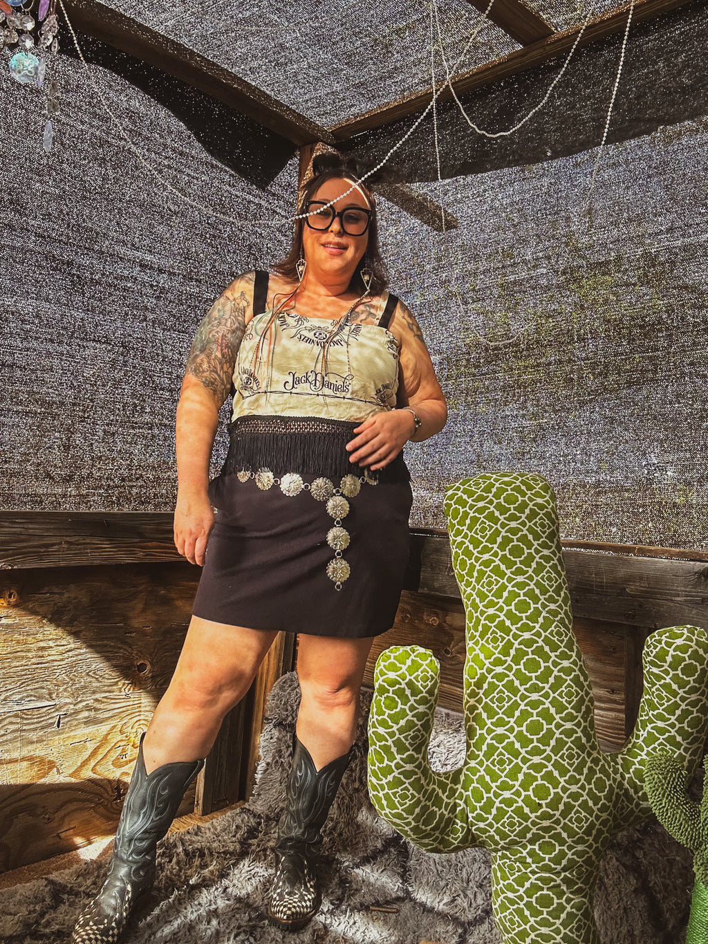 Whiskey Rebel Fringe Crop Top – One of a Kind Upcycled Statement Piece