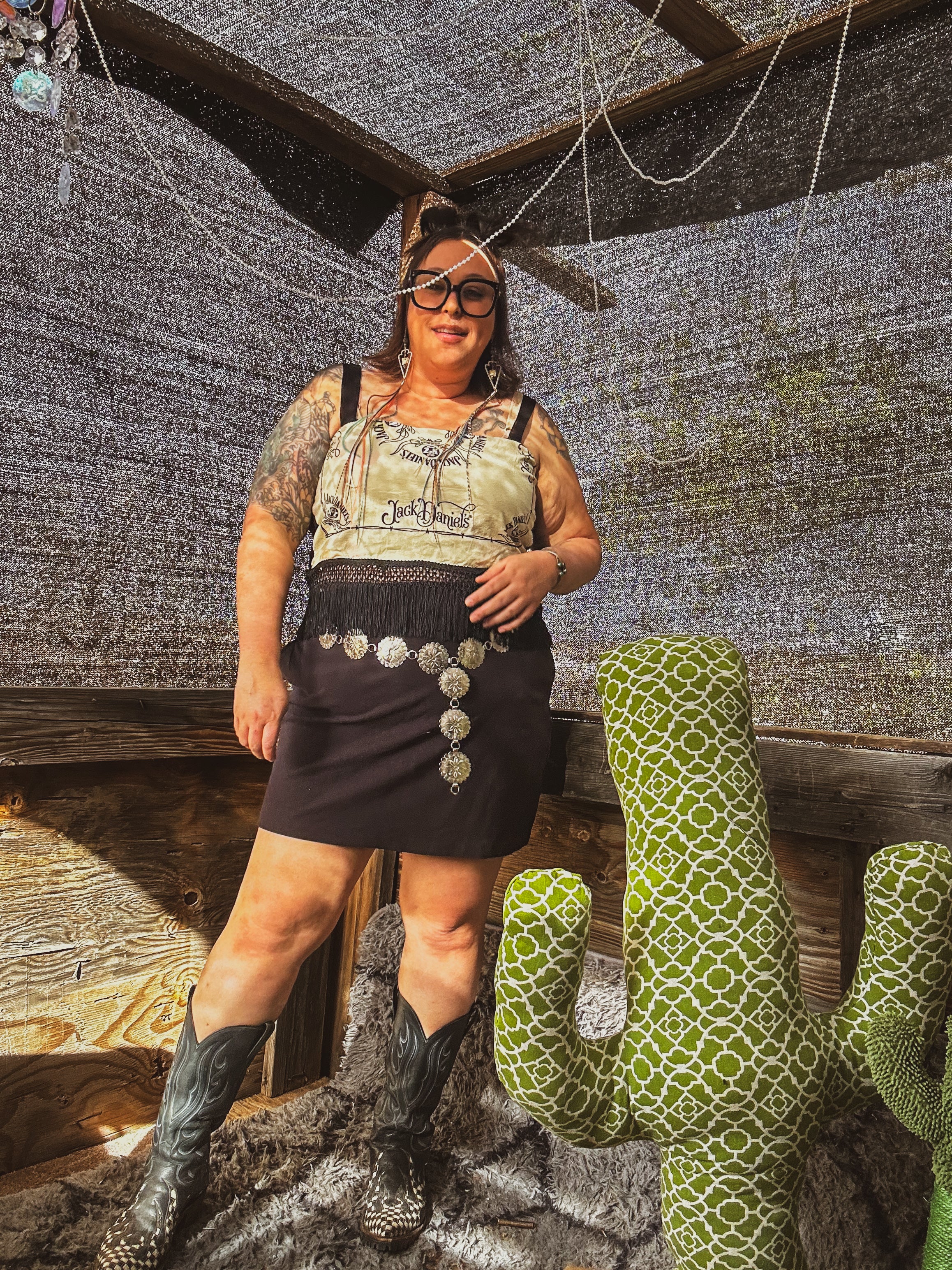 Whiskey Rebel Fringe Crop Top – One of a Kind Upcycled Statement Piece