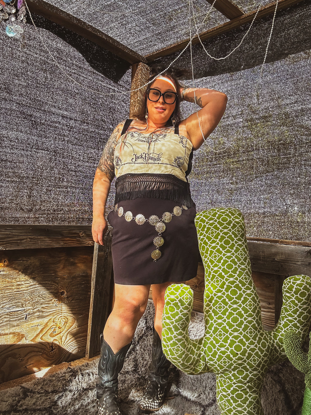 Whiskey Rebel Fringe Crop Top – One of a Kind Upcycled Statement Piece