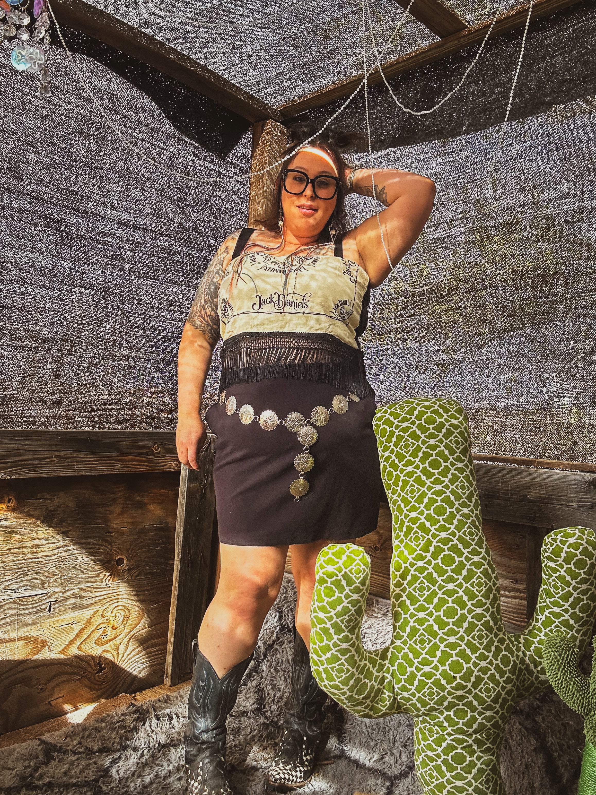 Whiskey Rebel Fringe Crop Top – One of a Kind Upcycled Statement Piece