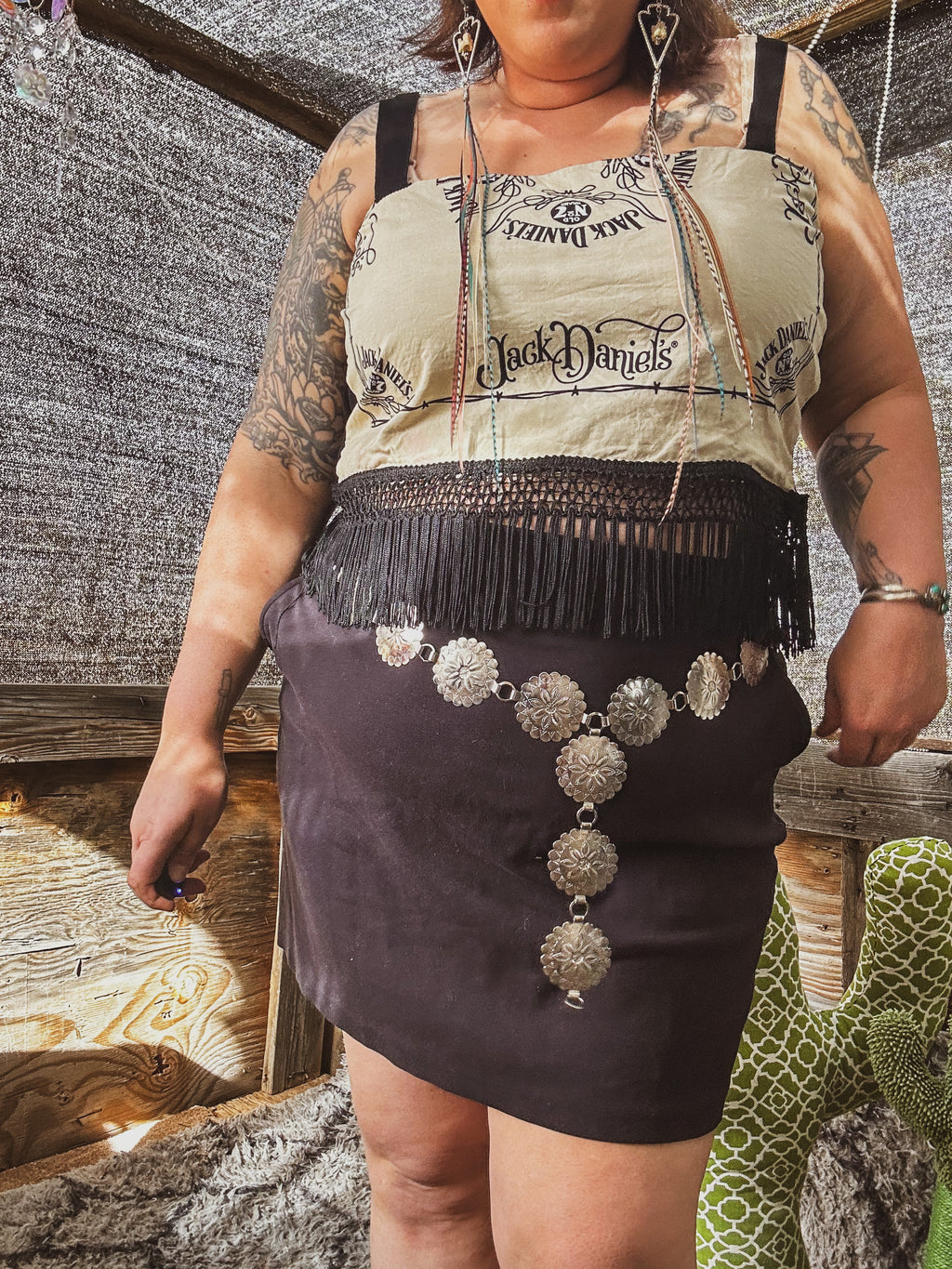 Whiskey Rebel Fringe Crop Top – One of a Kind Upcycled Statement Piece