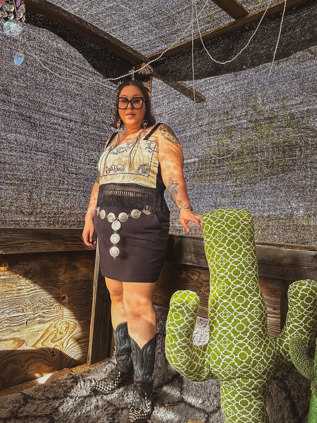 Whiskey Rebel Fringe Crop Top – One of a Kind Upcycled Statement Piece