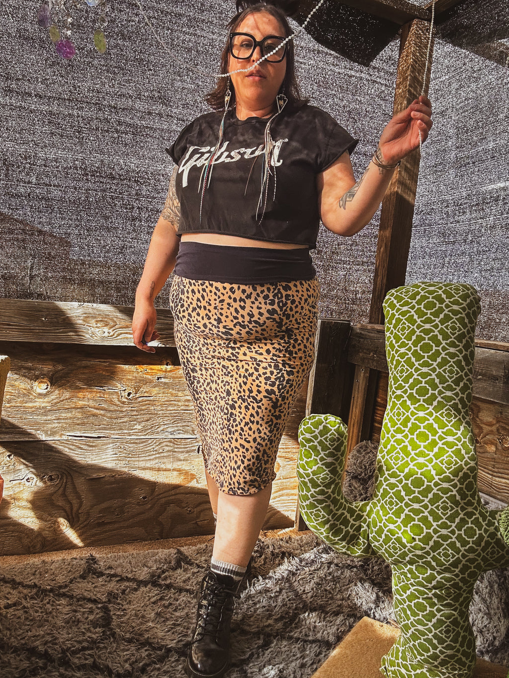 Wild Handmade Leopard Skirt – One of a Kind Upcycled Statement Piece
