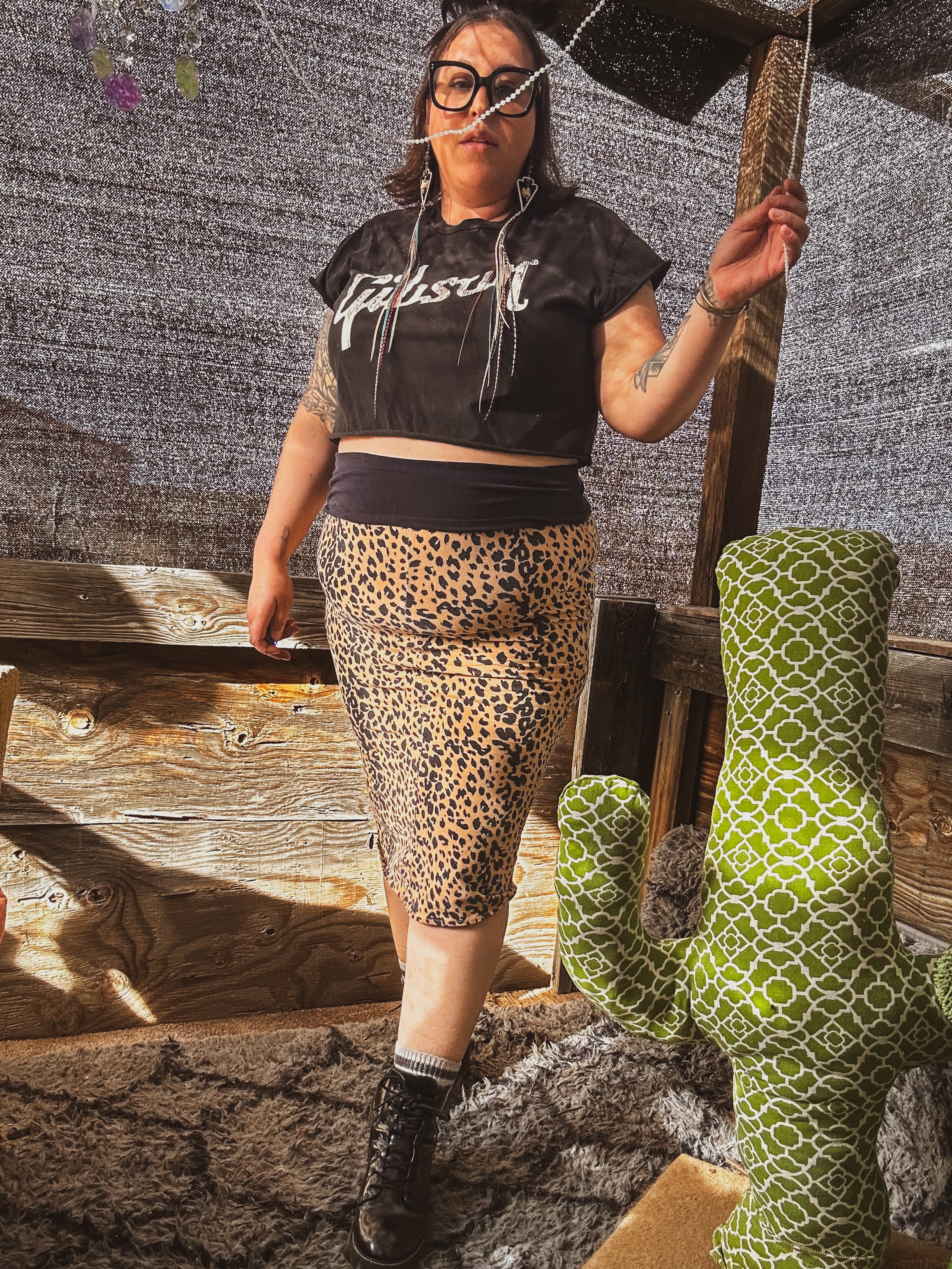Wild Handmade Leopard Skirt – One of a Kind Upcycled Statement Piece