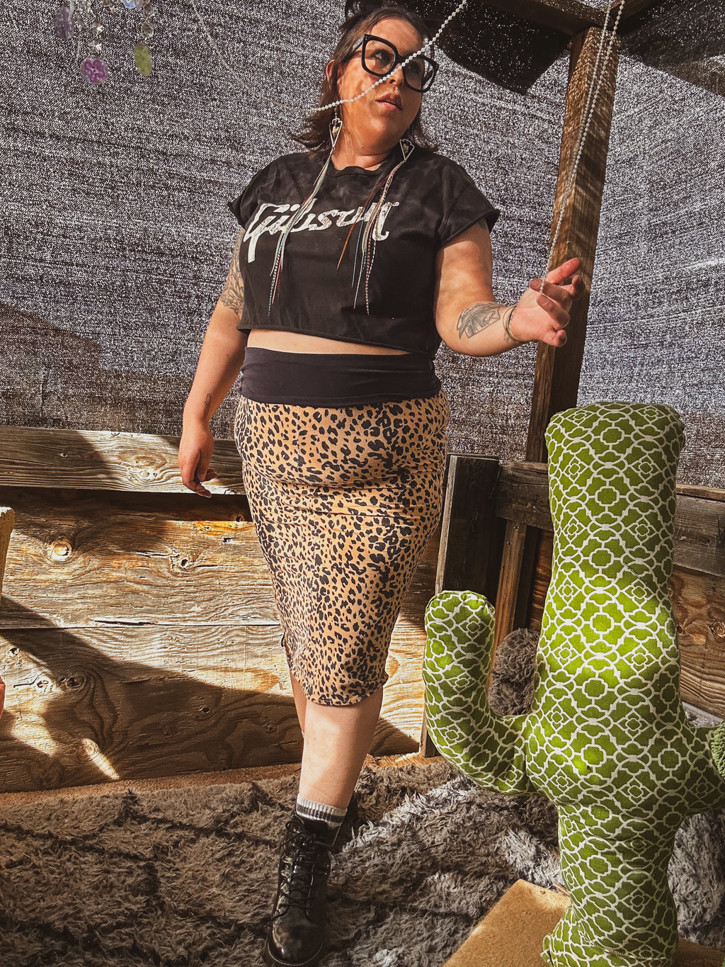 Wild Handmade Leopard Skirt – One of a Kind Upcycled Statement Piece