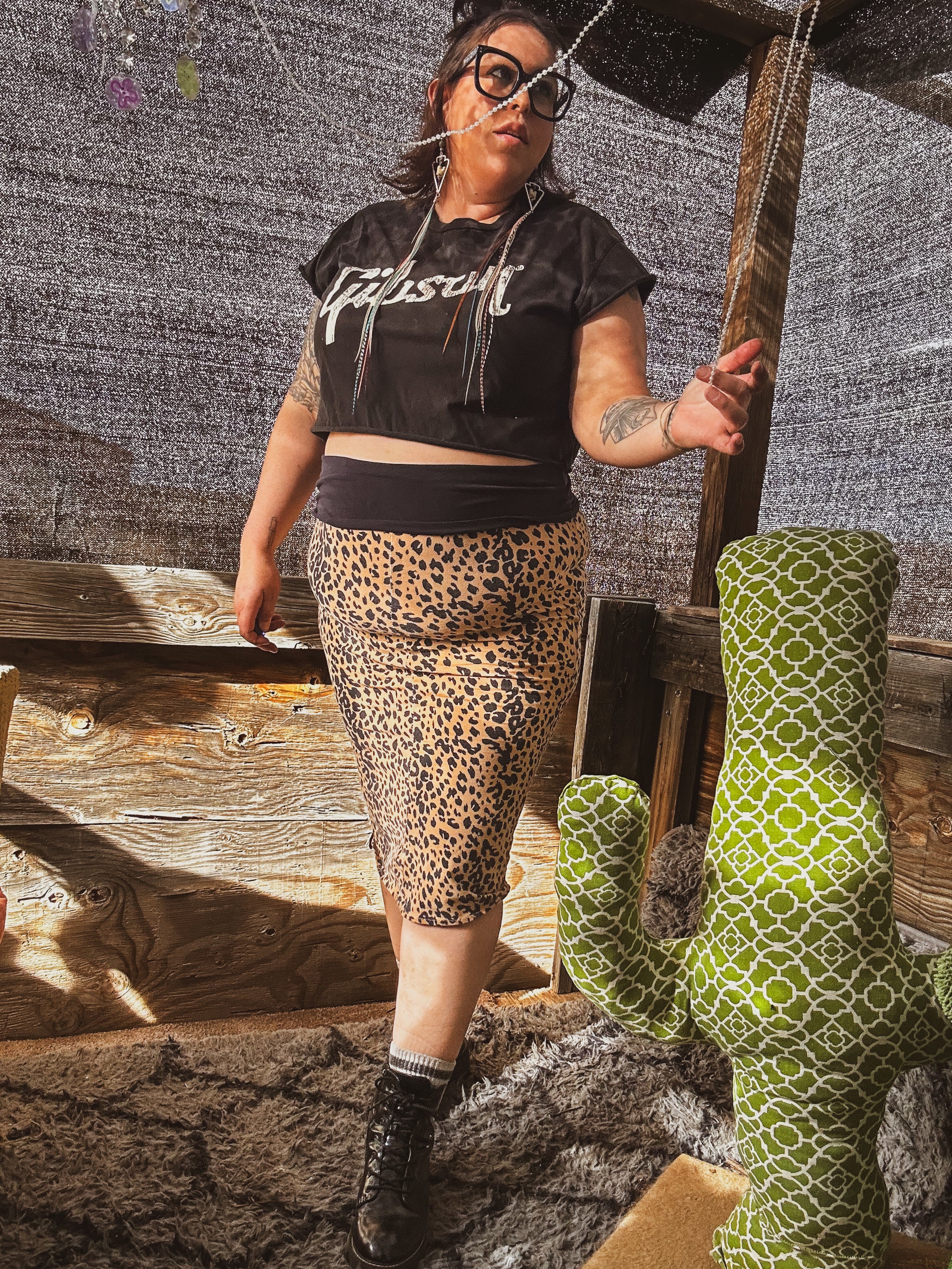 Wild Handmade Leopard Skirt – One of a Kind Upcycled Statement Piece