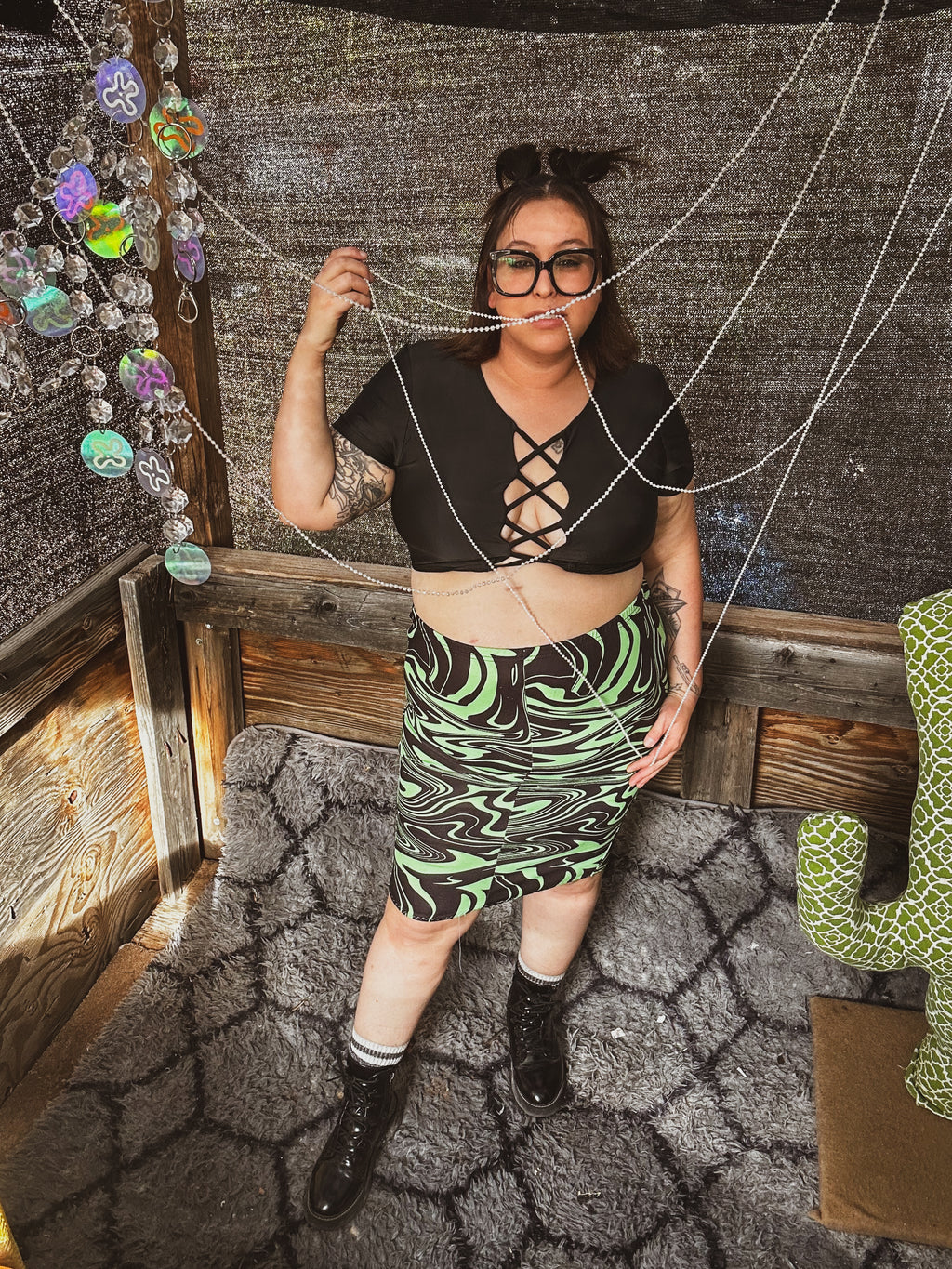Toxic Swirl Handmade Mini Skirt – One of a Kind Upcycled Statement Piece