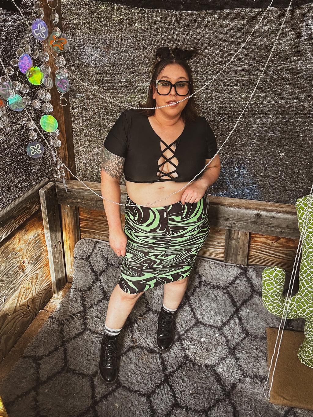Toxic Swirl Handmade Mini Skirt – One of a Kind Upcycled Statement Piece