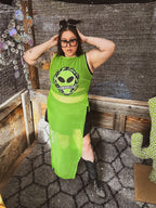 Neon Signal Sheer Dress – One of a Kind Upcycled Statement Piece