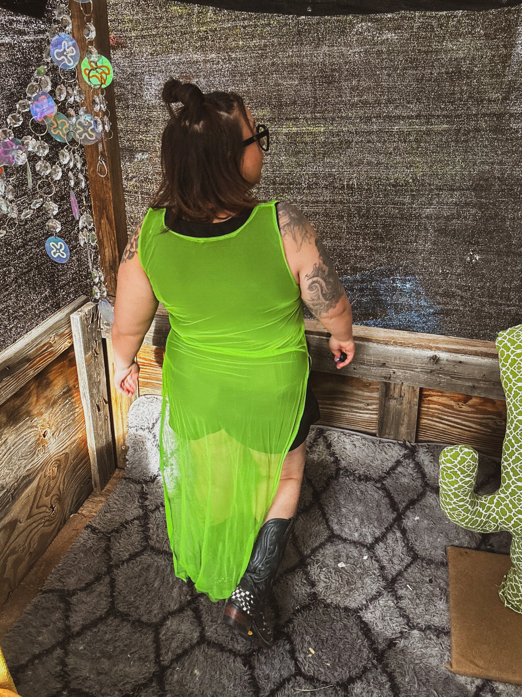 👽 Neon Signal Sheer Dress 👽