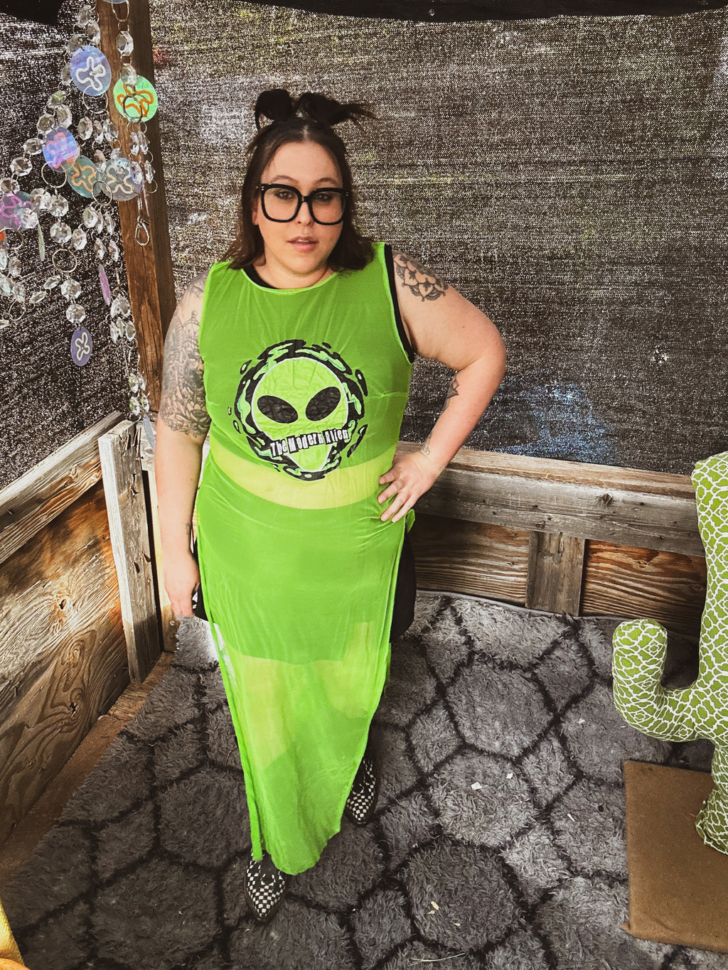 👽 Neon Signal Sheer Dress 👽