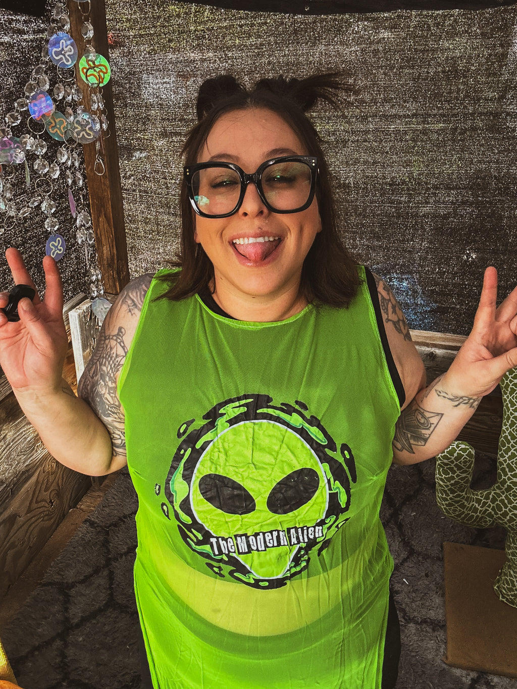 👽 Neon Signal Sheer Dress 👽