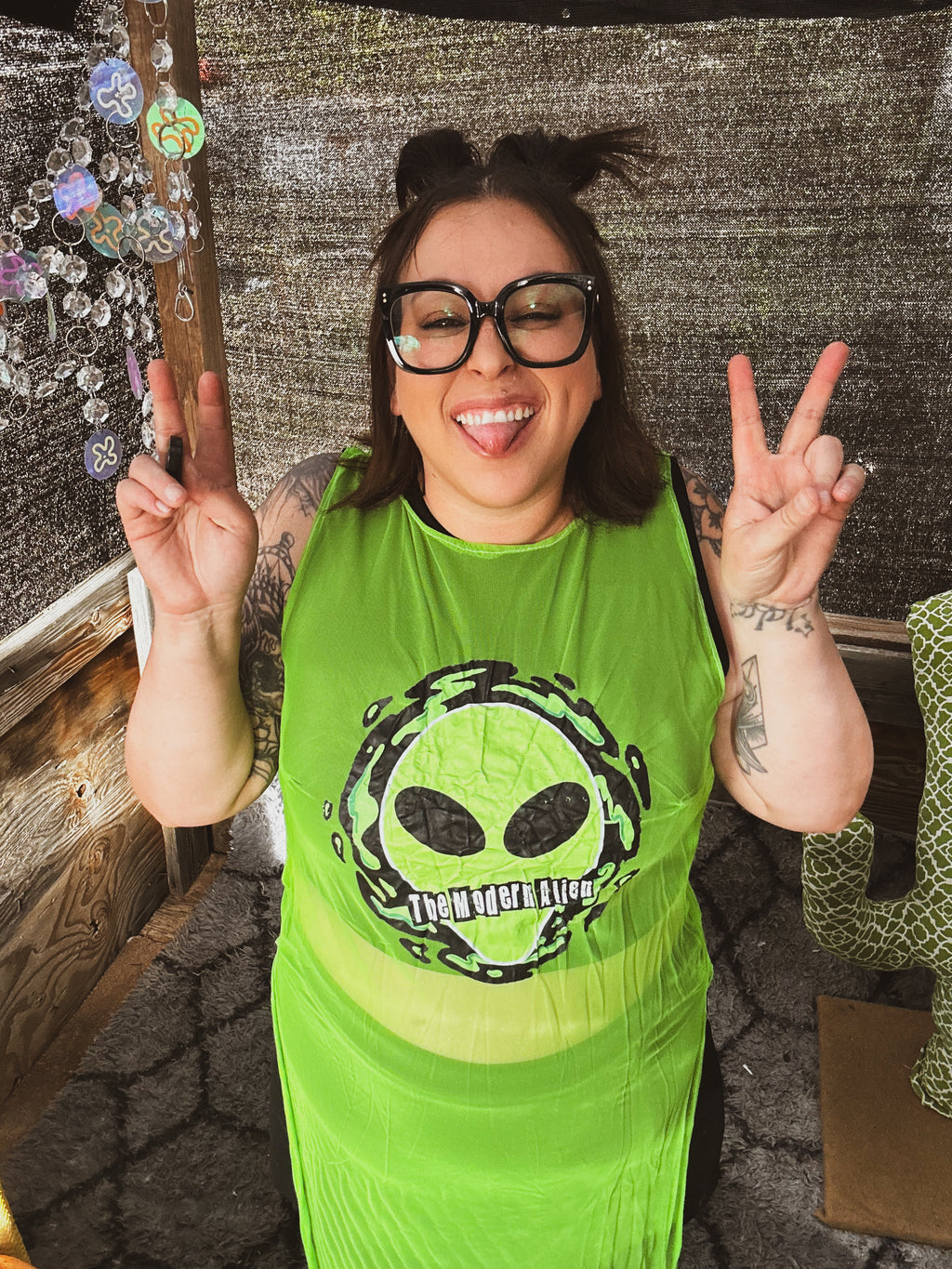 👽 Neon Signal Sheer Dress 👽