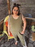 Earthbound Remix Overalls – One of a Kind Upcycled Statement Piece