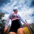 That's What She Said Crop Hoodie, a unique and colorful women's clothing statement piece. Perfect for funky and maximalist styles.