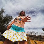 Beavis & Butt-Head Smiley Tank Dress showcasing a colorful smiley-face design, perfect for funky women's clothing.