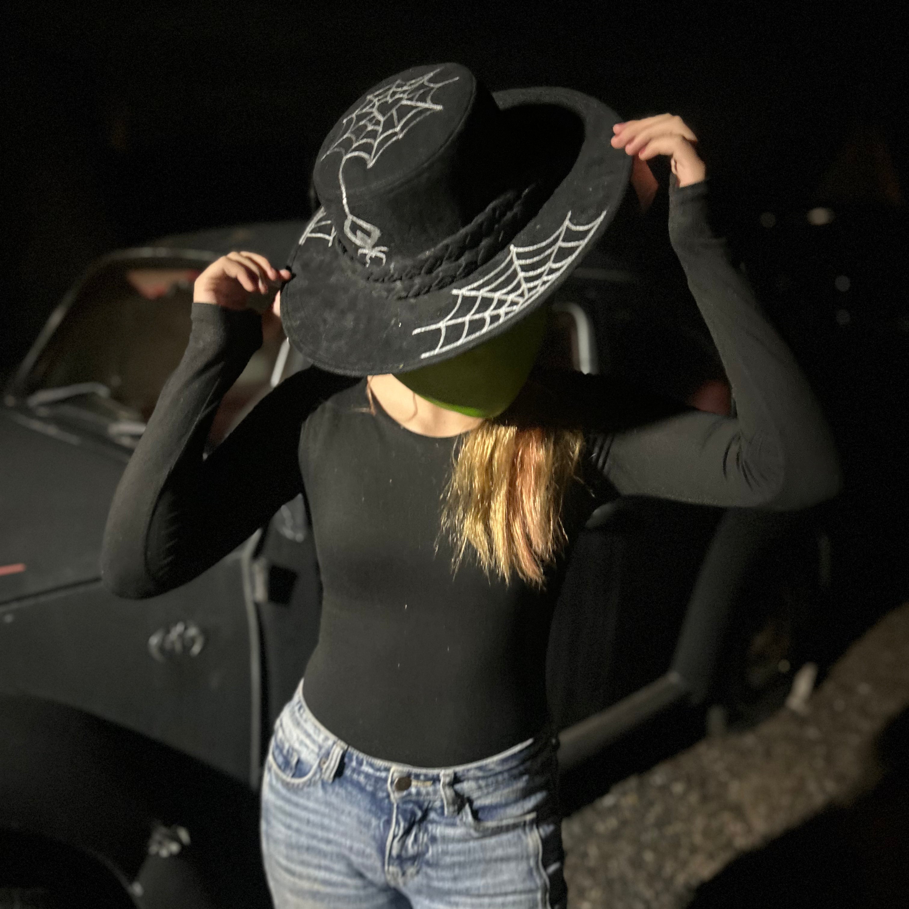 Heart Web Hand-Painted Cowboy Hat | Gothic Western Style