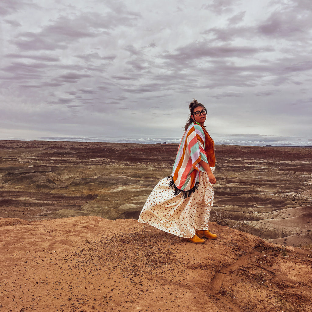 Boho Chic Striped Kimono – Handmade with Fringe