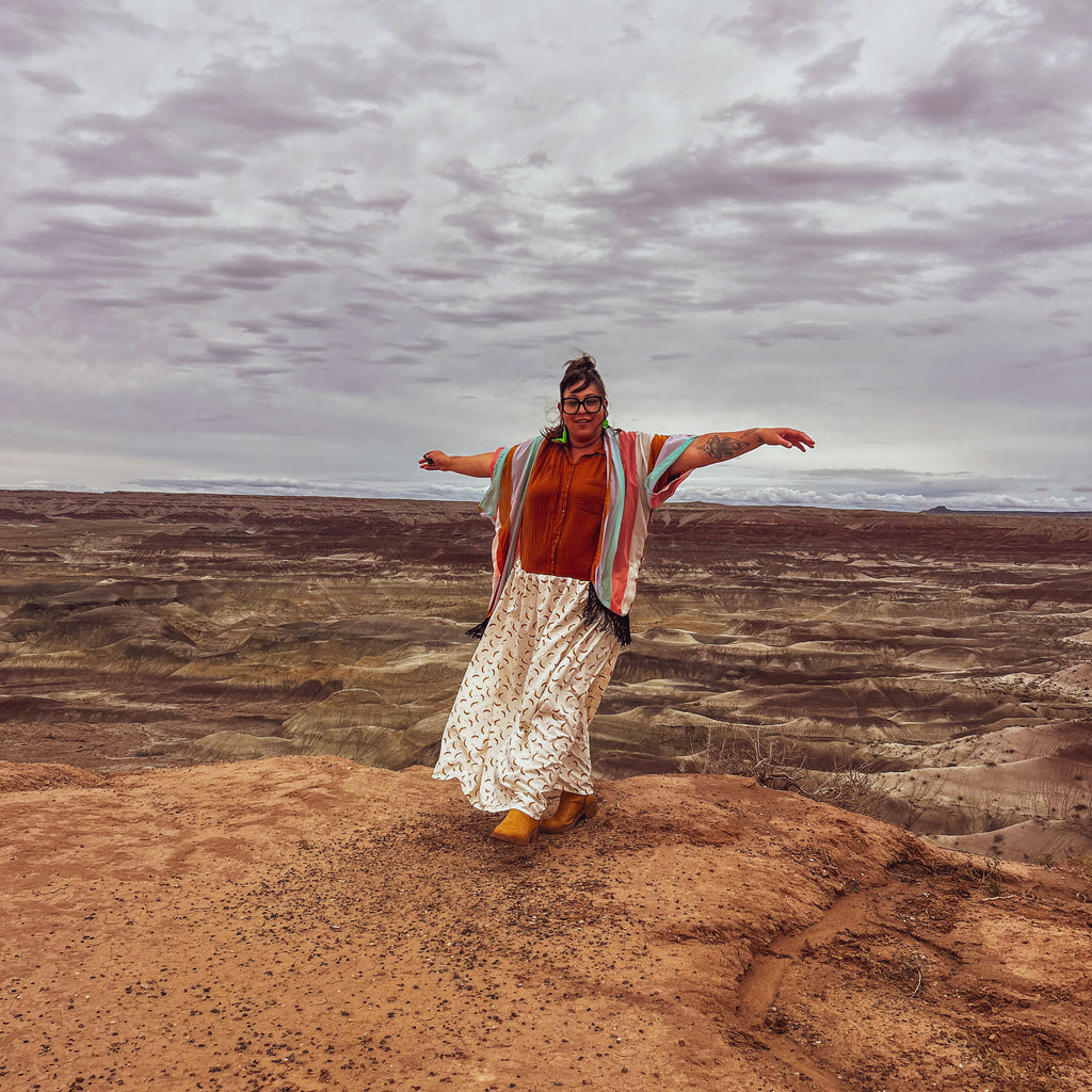 Boho Chic Striped Kimono – Handmade with Fringe