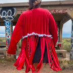 Velvet Ribbon Fringe Robe – Funky Loungewear Duster | One-of-a-Kind | Handmade in Arizona ♻️ Sustainably Reworked – Only One Available