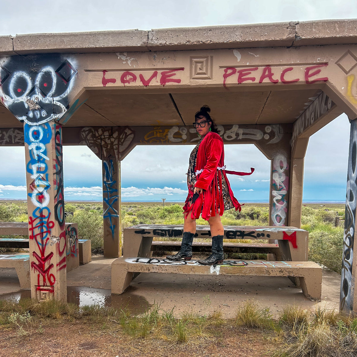 Velvet Ribbon Fringe Robe – Funky Loungewear Duster | One-of-a-Kind | Handmade in Arizona ♻️ Sustainably Reworked – Only One Available