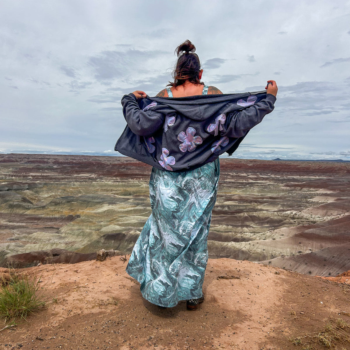 Cosmic Bloom Zip Hoodie – One of a Kind Upcycled Statement Piece