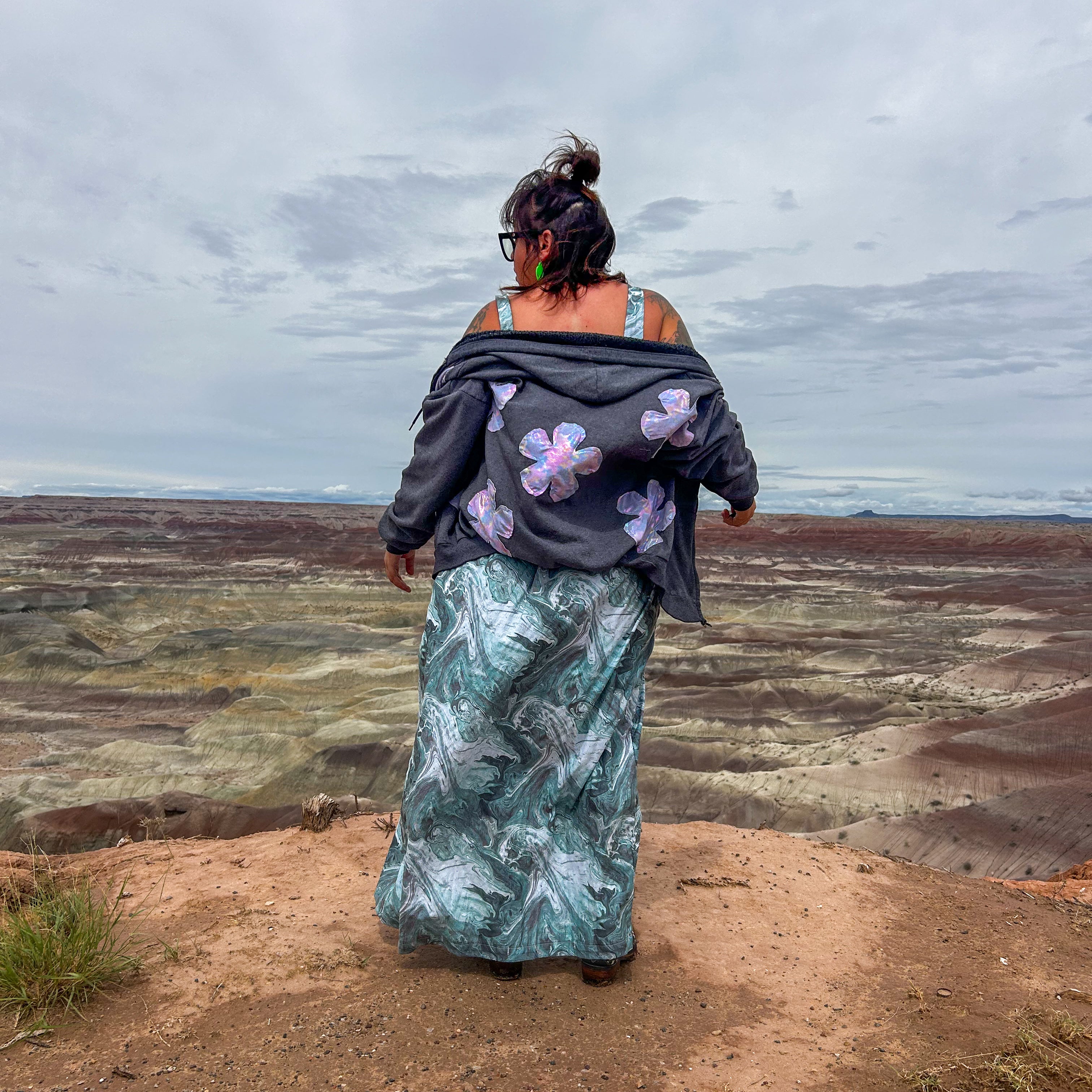 Cosmic Bloom Zip Hoodie – One of a Kind Upcycled Statement Piece