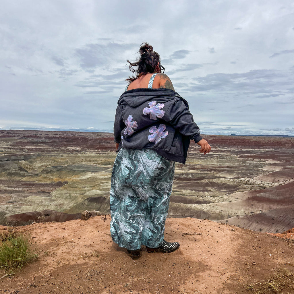 Cosmic Bloom Zip Hoodie – One of a Kind Upcycled Statement Piece